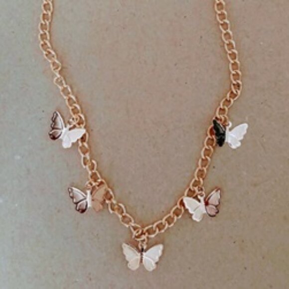 Jewelry - Yellow Gold - Women's - 5 Butterfly Necklace - 10 inch NWOT